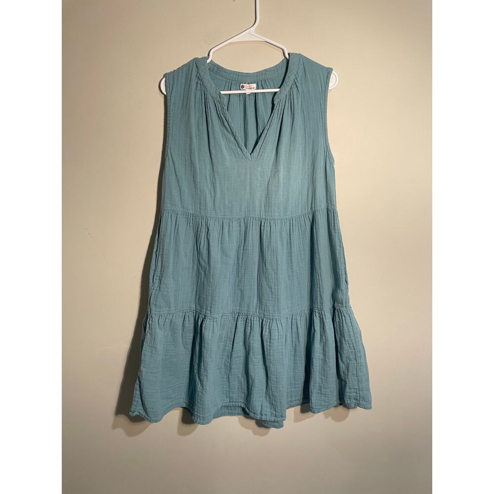 Sundry Sleeveless Tiered Mini Dress in Dusty Teal